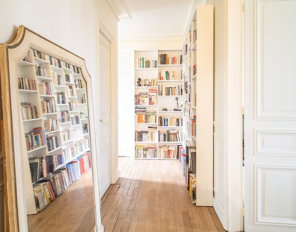 mobibam bibliothèque sur mesure blanche en angle