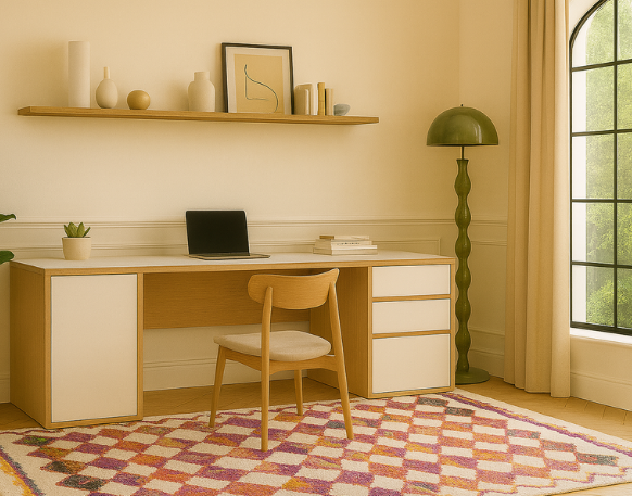 bureau sur mesure bois et blanc scandinave