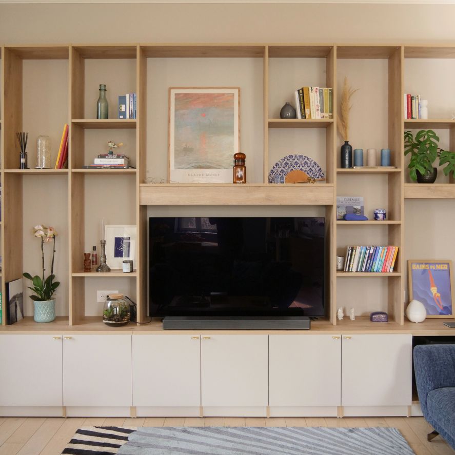 mobibam meuble bas sur mesure blanc pierre