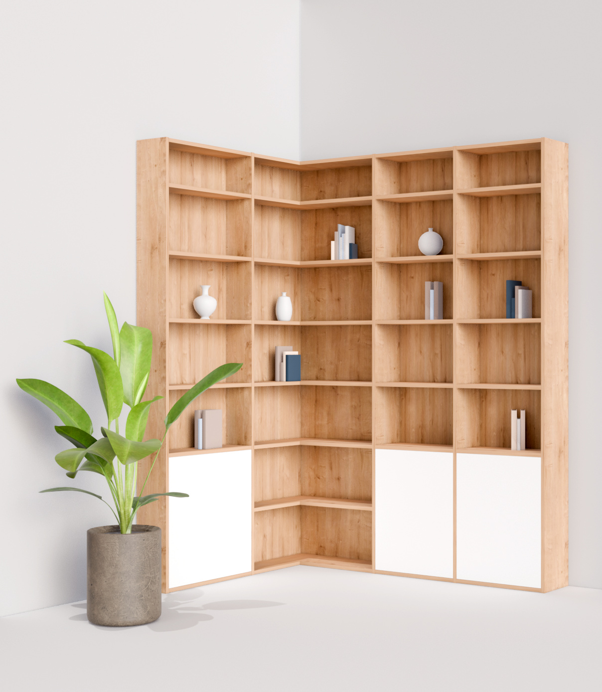 mobibam meuble d'angle sur mesure bois et blanc