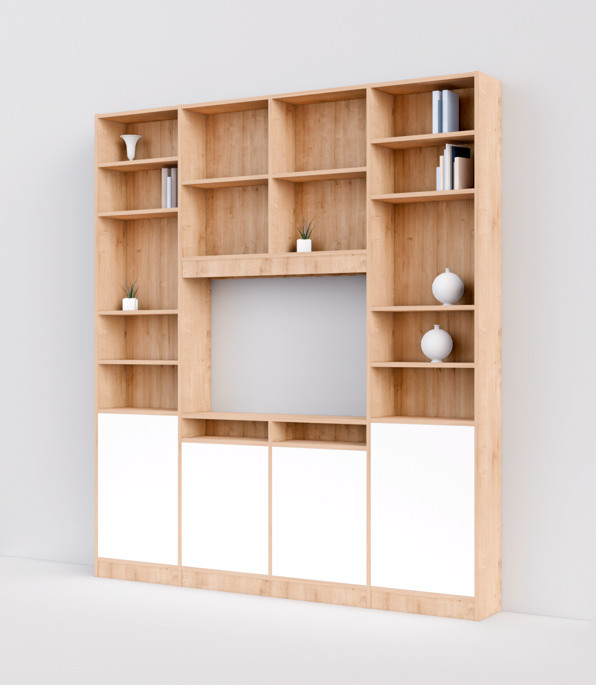 mobibam meuble tv sur mesure blanche et bois